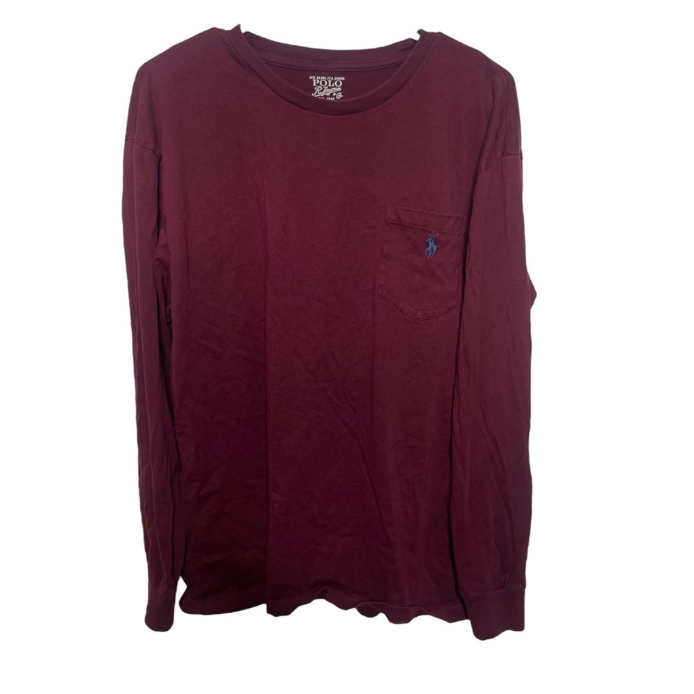Polo Ralph Lauren Long Sleeve Pocket Tee Men’s L Maroon Jersey Knit